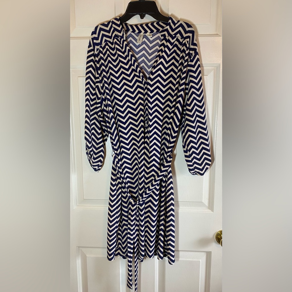 Navy & White Chevron Dress